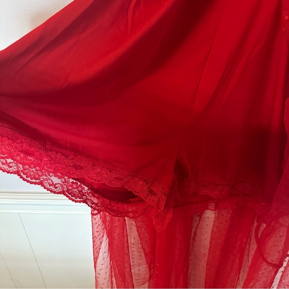 Choosy Womens Sleeveless Red Polka Dot Ruffle Lace Maxi Lingerie Dress Sz 18 NWT - Picture 7 of 14